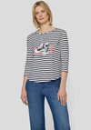 Rabe Rhinestone Good Vibes Striped Top, Navy and White
