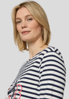 Rabe Rhinestone Good Vibes Striped Top, Navy and White