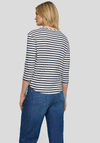 Rabe Rhinestone Good Vibes Striped Top, Navy and White