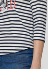 Rabe Rhinestone Good Vibes Striped Top, Navy and White