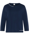 Rabe Knit Stitch Detail Cropped Sleeve Jumper, Navy