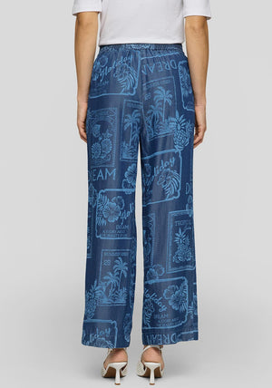 Rabe Graphic Print Denim Look Elasticated Trousers, Blue