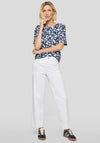 Rabe Printed Drawstring Neck T-Shirt, Navy