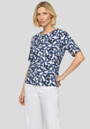 Rabe Printed Drawstring Neck T-Shirt, Navy