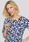 Rabe Printed Drawstring Neck T-Shirt, Navy