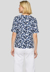 Rabe Printed Drawstring Neck T-Shirt, Navy