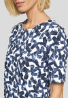 Rabe Printed Drawstring Neck T-Shirt, Navy