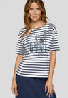 Rabe Stripe Graphic Print T-Shirt, Navy