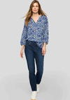 Rabe Butterfly V Neck Blouse, Purple and Navy