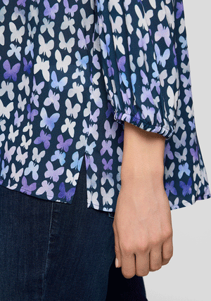 Rabe Butterfly V Neck Blouse, Purple and Navy