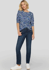 Rabe Butterfly Print Cropped Sleeve Top, Purple & Navy