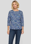 Rabe Butterfly Print Cropped Sleeve Top, Purple & Navy