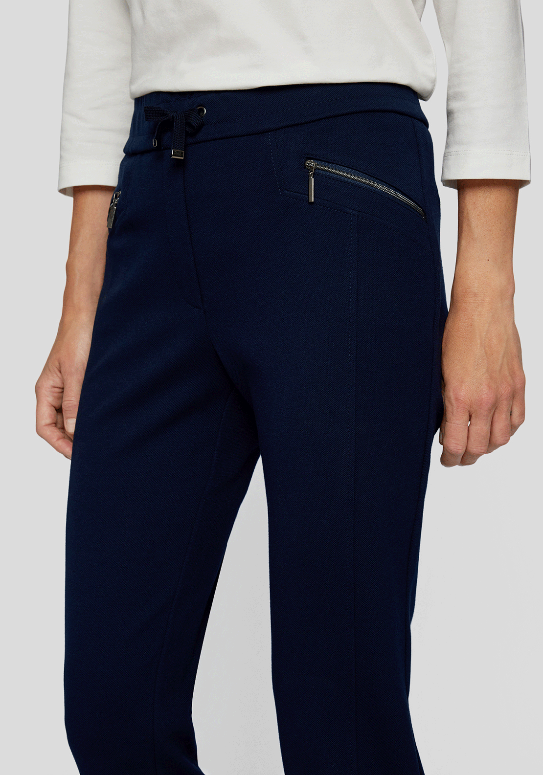 Rabe Jersey Slim Leg Trousers, Navy