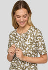 Rabe Printed Drawstring Neck T-Shirt, Green
