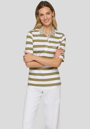 Rabe Striped Polo Shirt, Green