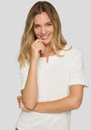 Rabe Textured V cut out Short Sleeve Top, White