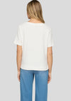 Rabe Textured V cut out Short Sleeve Top, White