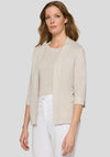 Rabe Open Front Cropped Sleeve Knit Cardigan, Beige