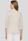 Rabe Open Front Cropped Sleeve Knit Cardigan, Beige