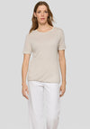 Rabe Lurex Knit Short Sleeve Top, Beige