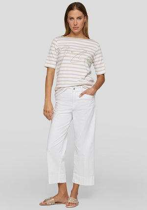 Rabe Rhinestone Striped T-Shirt, Beige