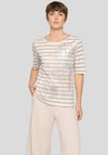 Rabe Lurex Stripe Graphic Print T-Shirt, Beige
