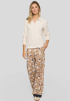 Rabe Rhinestone Trim Collar Drawstring Top, Cream