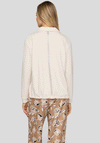 Rabe Rhinestone Trim Collar Drawstring Top, Cream
