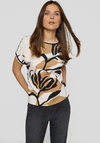 Rabe Graphic Print Striped Back Top, Cream and Black