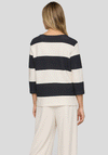 Rabe Ribbed Striped Monogram Print Top, Black