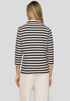 Rabe Striped Cropped Sleeve Polo Top, Black & Cream