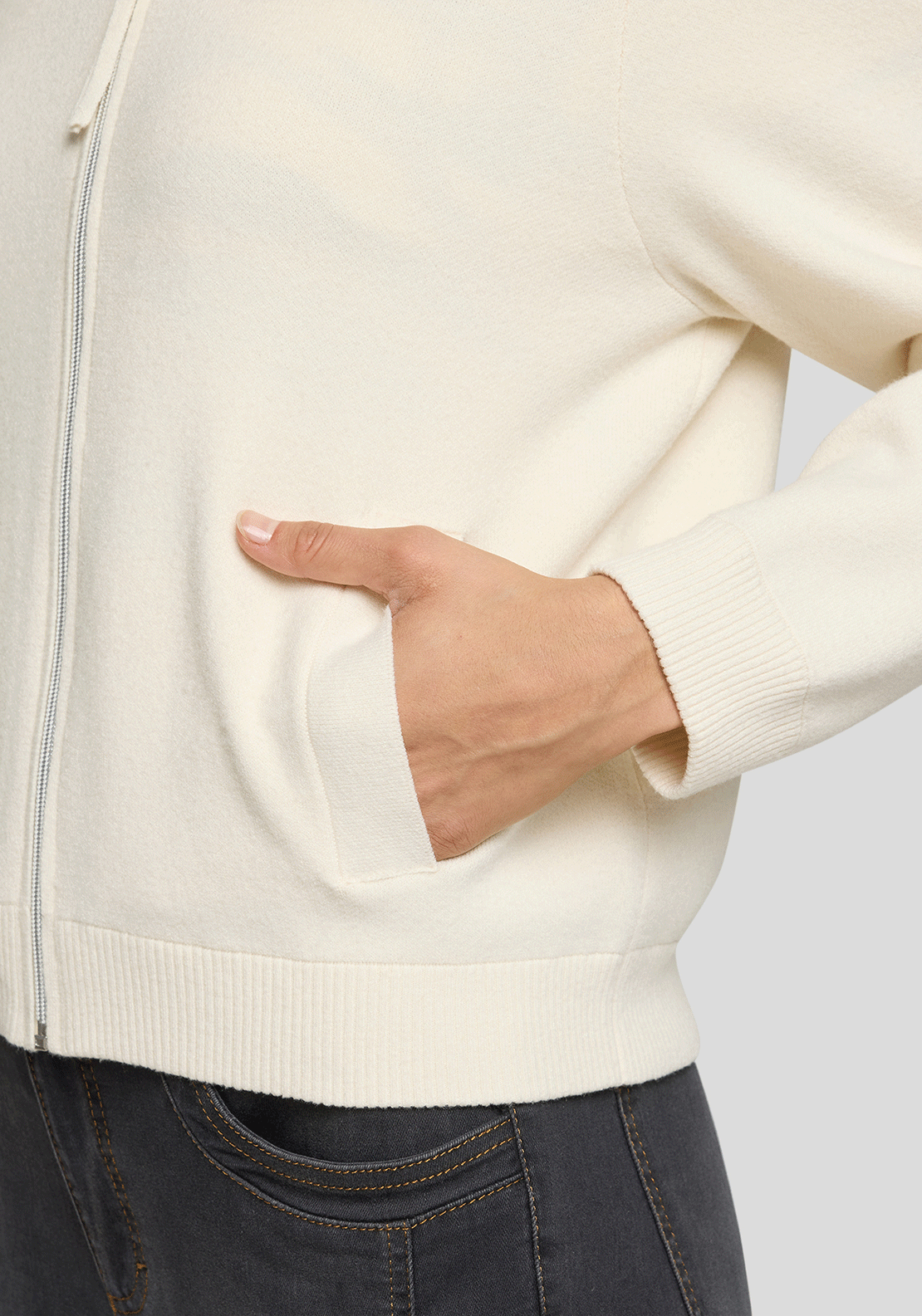 Rabe Knit Full Zip Jacket, Cream