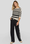 Rabe Striped Knit Short Sleeve Jumper, Cream and Black
