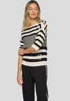Rabe Striped Knit Short Sleeve Jumper, Cream and Black