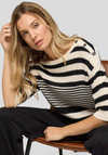 Rabe Striped Knit Short Sleeve Jumper, Cream and Black