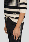 Rabe Striped Knit Short Sleeve Jumper, Cream and Black