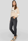 Rabe Colour Block Rhinestone Long Sleeve Top, Beige