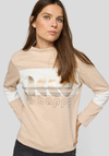 Rabe Colour Block Rhinestone Long Sleeve Top, Beige