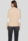 Rabe Colour Block Rhinestone Long Sleeve Top, Beige