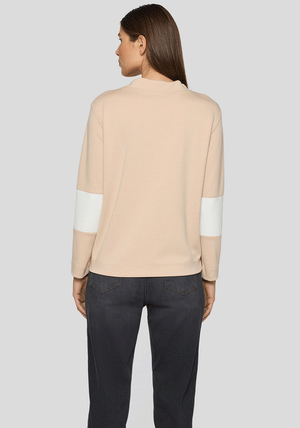 Rabe Colour Block Rhinestone Long Sleeve Top, Beige