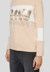 Rabe Colour Block Rhinestone Long Sleeve Top, Beige