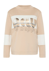Rabe Colour Block Rhinestone Long Sleeve Top, Beige