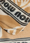 Rabe Floral Print Monogram Trim Scarf, Tan