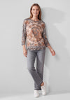 Rabe Paisley Print with Lettering Top, Beige Multi
