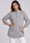 Rabe Knitted Full Length Zip Cardigan, Grey