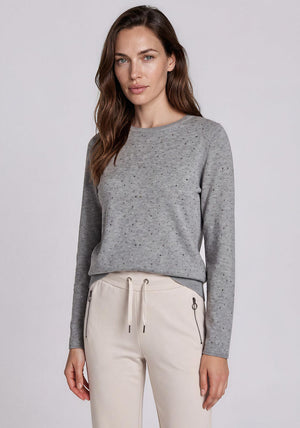 Rabe Knitted Rhinestone Knit Sweater, Grey