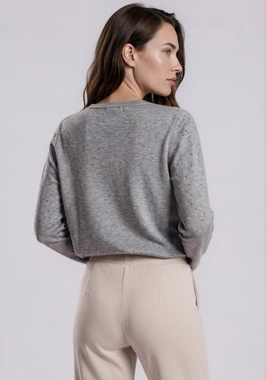 Rabe Knitted Rhinestone Knit Sweater, Grey