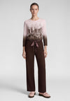 Rabe New York Rhinestone Graphic Print Top, Pink and Brown