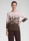 Rabe New York Rhinestone Graphic Print Top, Pink and Brown