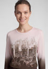 Rabe New York Rhinestone Graphic Print Top, Pink and Brown